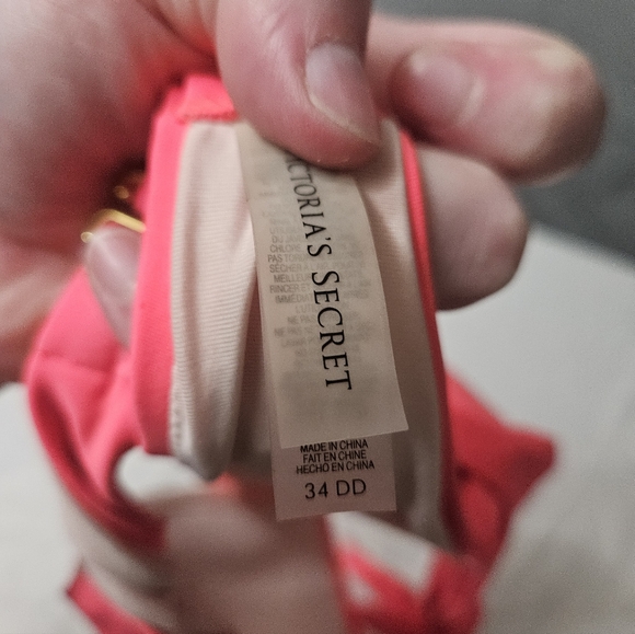 Victoria Secret Swim Lined Bikini Top Hot Pink Tie Neck! - Picture 5 of 8